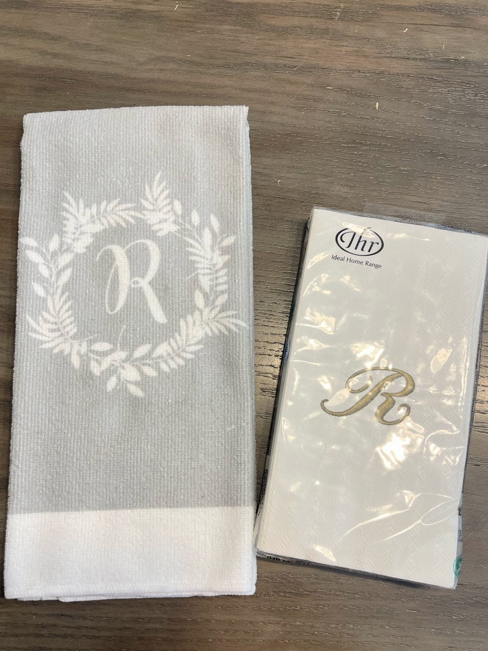 Monogram “R” Microfiber Hand Towel and Guest Napkins